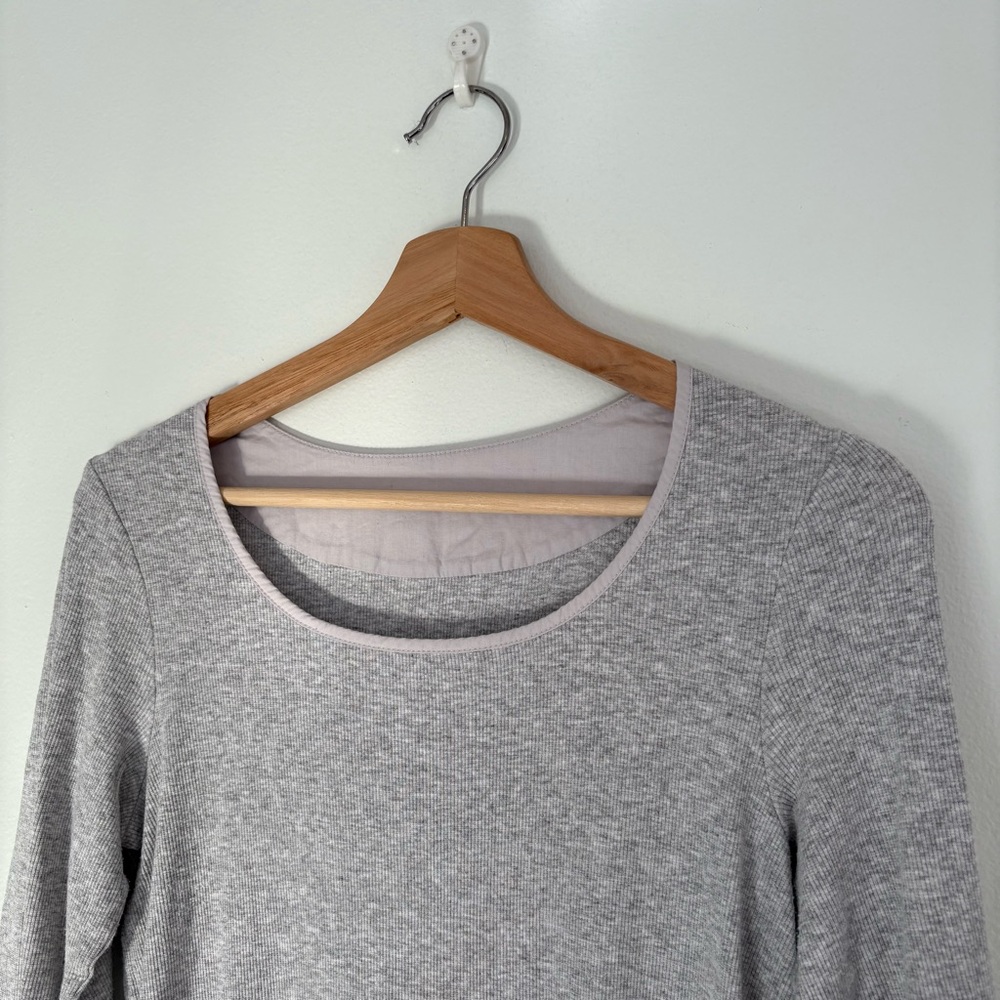 Annette Goertz || Ribbed‎ Elbow-Length Tee Knit Top T-Shirt Gray Small - Picture 2 of 9
